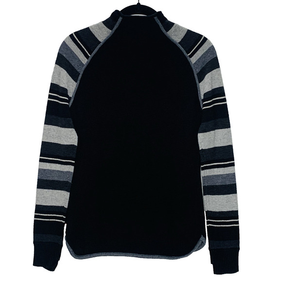 SMARTWOOL Dacono Ski Full Zip Sweater XS Black Grey Stripe Merino Wool Blend EUC - Picture 3 of 9